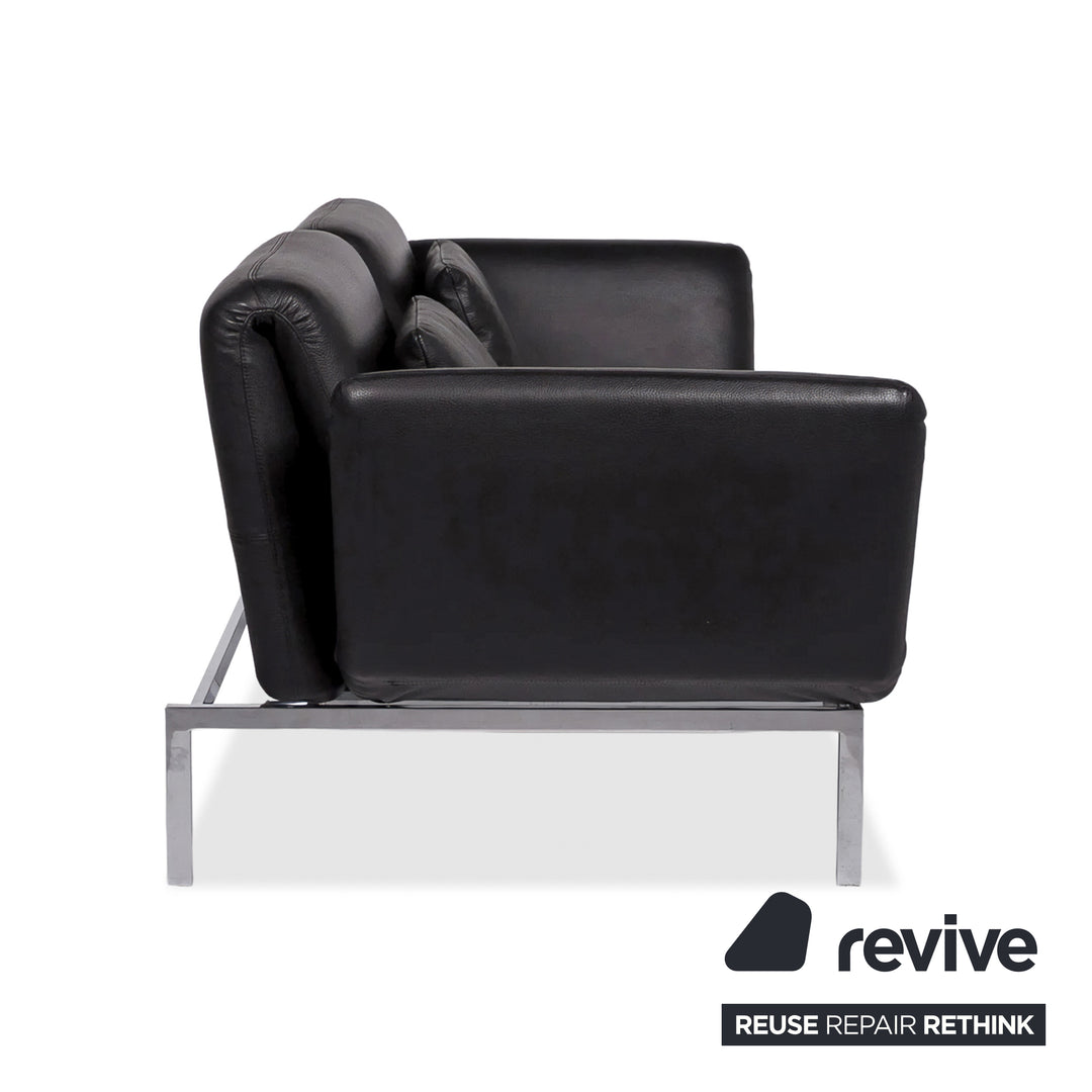 Brühl Roro Medium Leder Sofa Schwarz Zweisitzer Couch manuelle Funktion