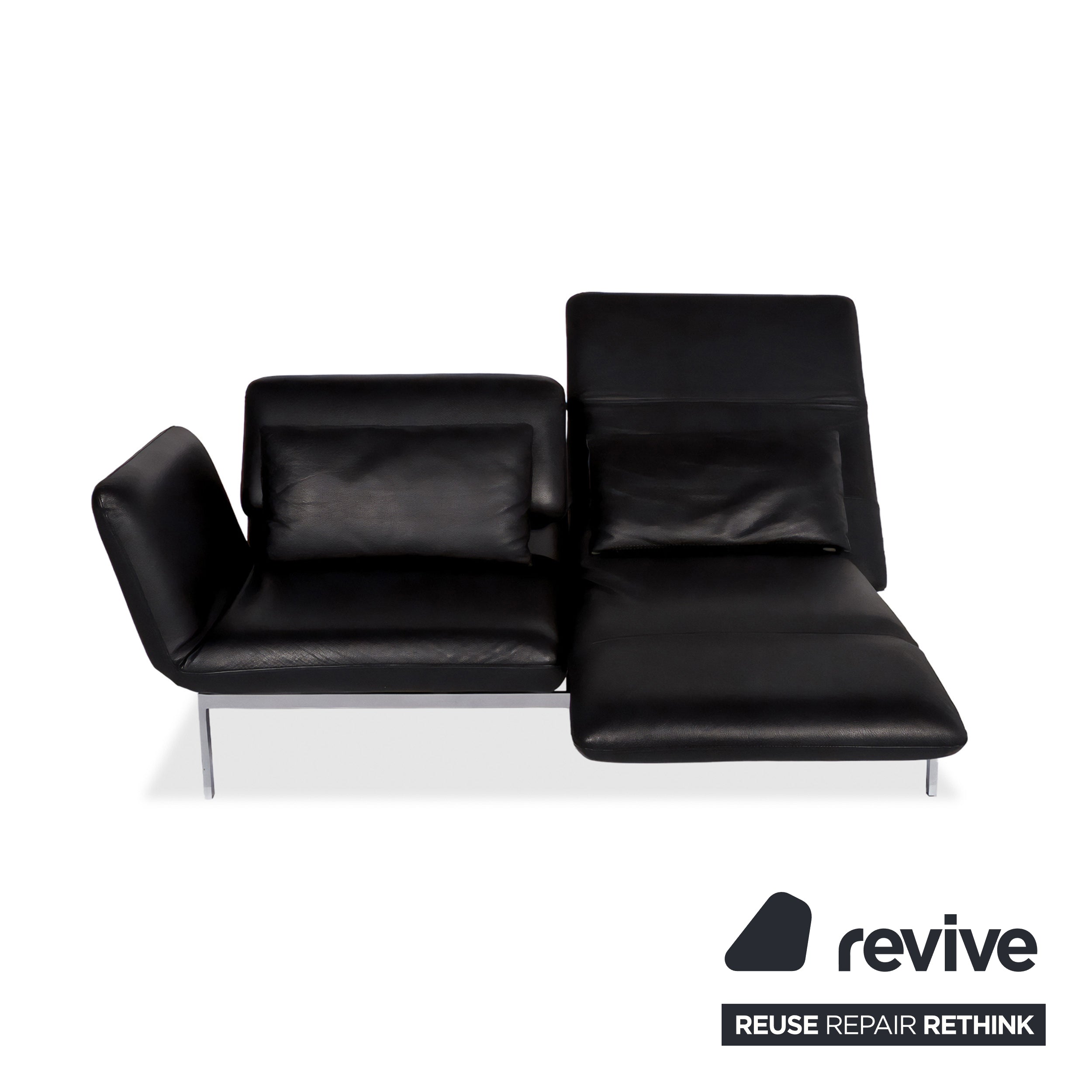 Brühl Roro Medium Leder Sofa Schwarz Zweisitzer Couch manuelle Funktion