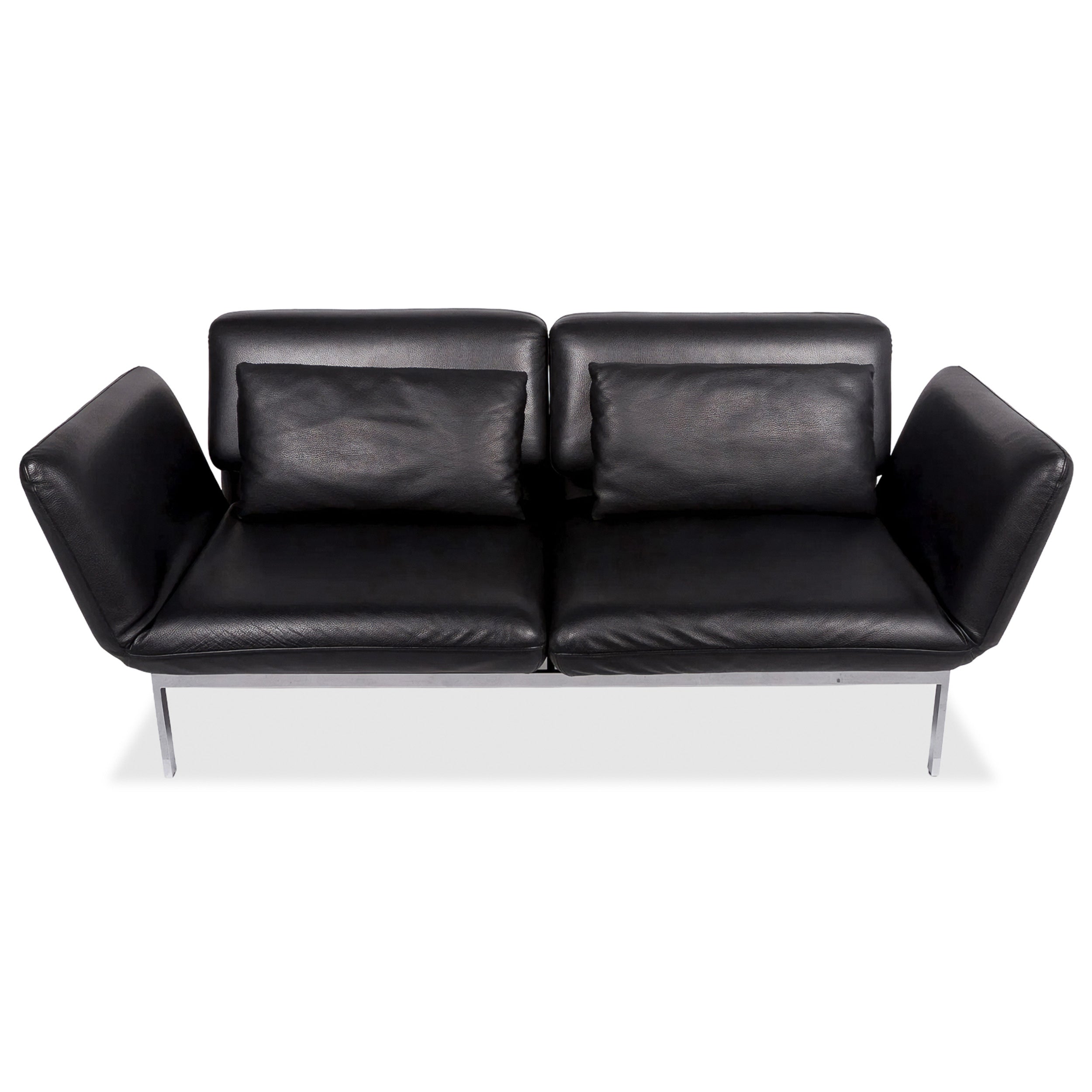 Brühl Roro Medium Leder Sofa Schwarz Zweisitzer Couch manuelle Funktion