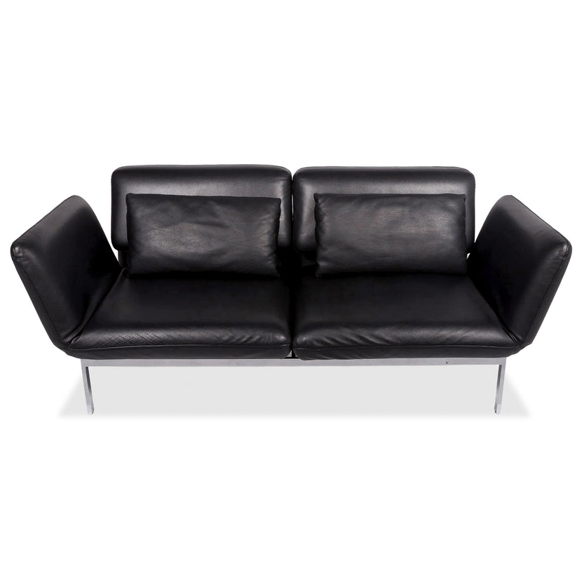 Brühl Roro Medium Leder Sofa Schwarz Zweisitzer Couch manuelle Funktion