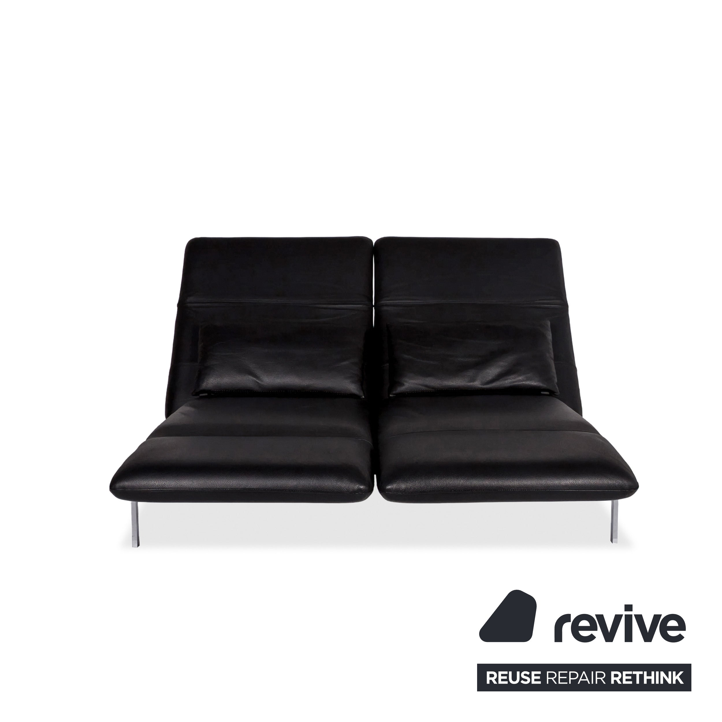 Brühl Roro Medium Leder Sofa Schwarz Zweisitzer Couch manuelle Funktion