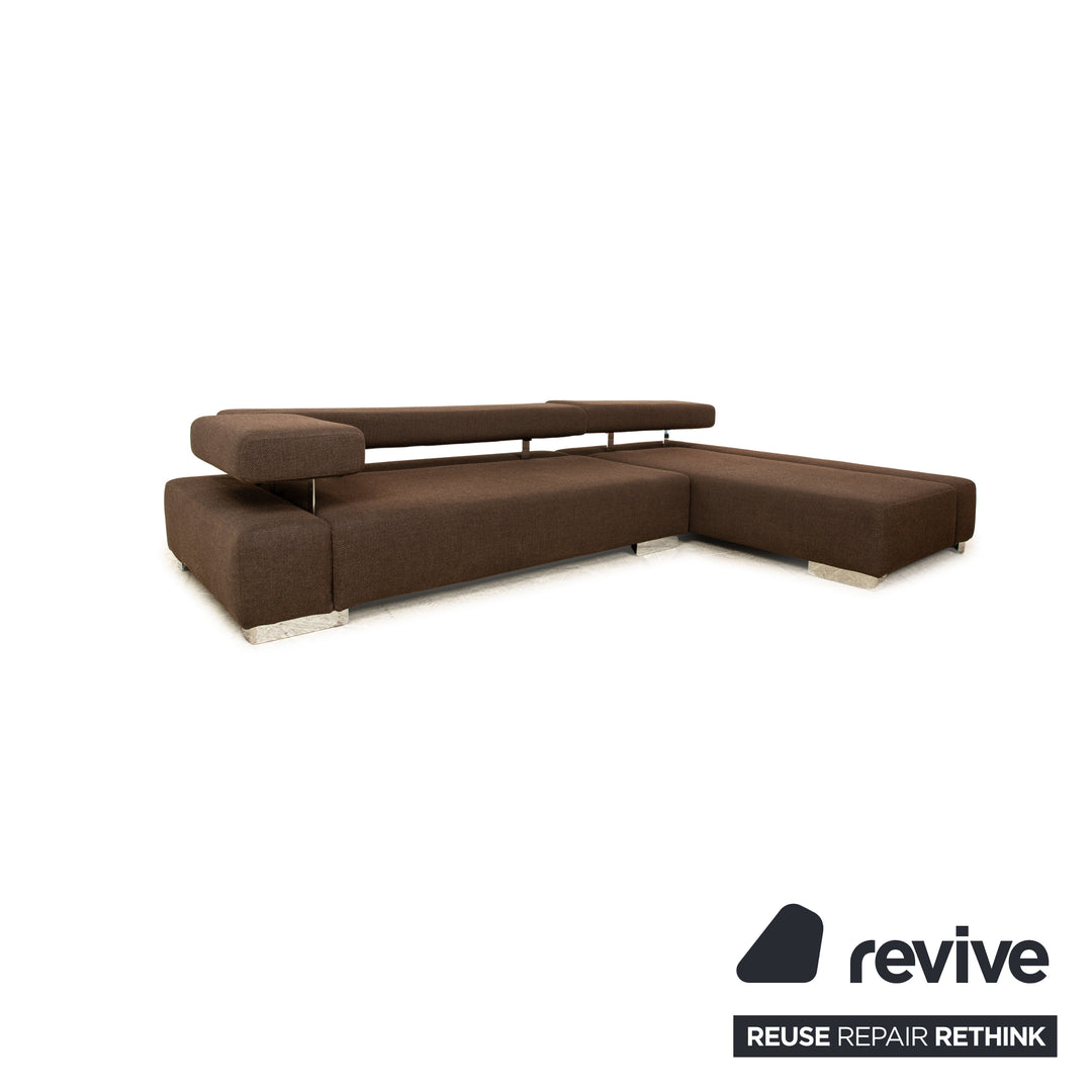 Canapé d'angle en tissu Brühl Sunrise marron à fonction manuelle