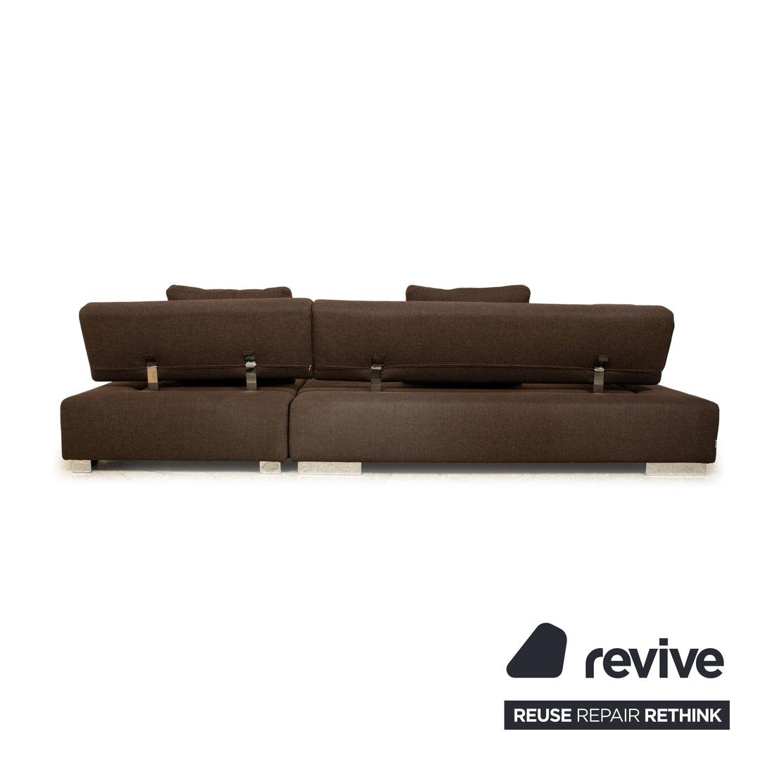 Canapé d'angle en tissu Brühl Sunrise marron à fonction manuelle