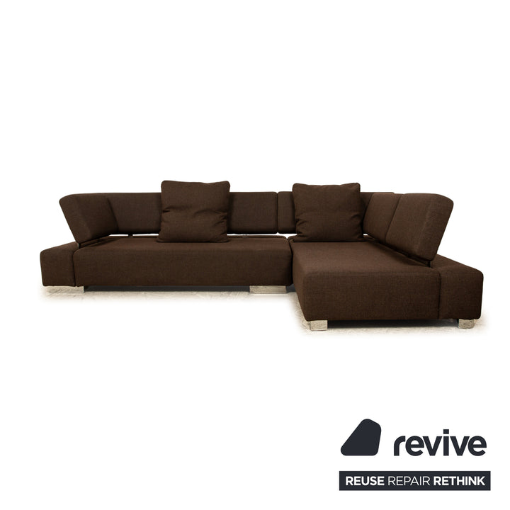 Canapé d'angle en tissu Brühl Sunrise marron à fonction manuelle
