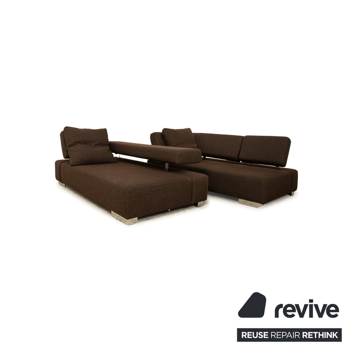 Canapé d'angle en tissu Brühl Sunrise marron à fonction manuelle
