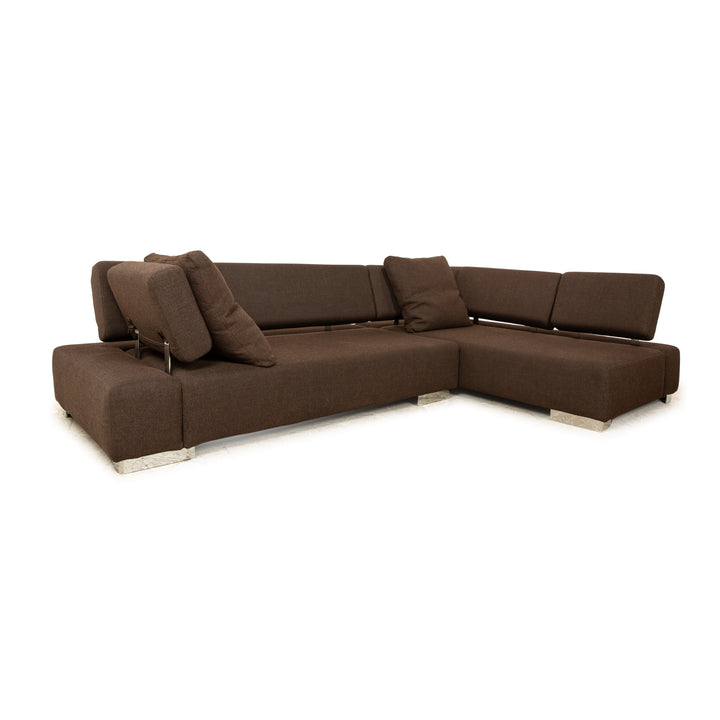 Canapé d'angle en tissu Brühl Sunrise marron à fonction manuelle