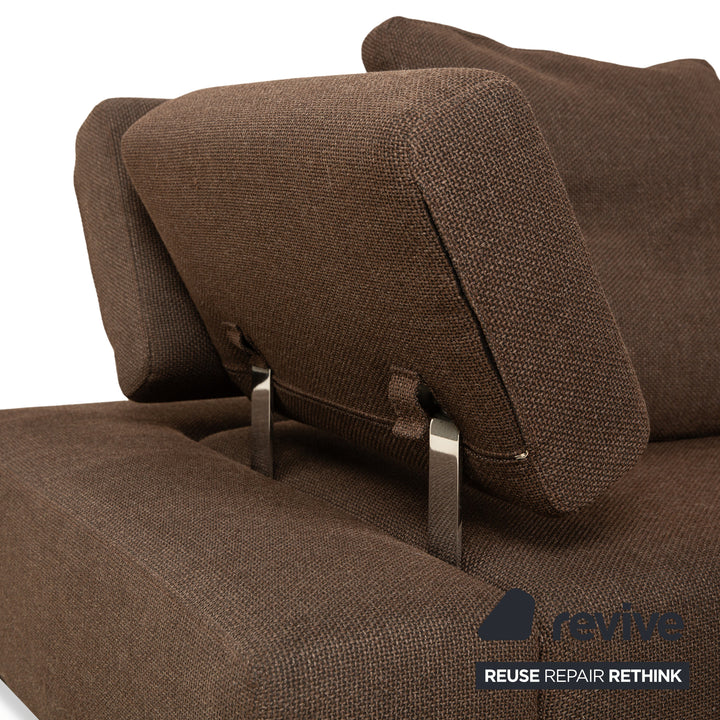 Canapé d'angle en tissu Brühl Sunrise marron à fonction manuelle