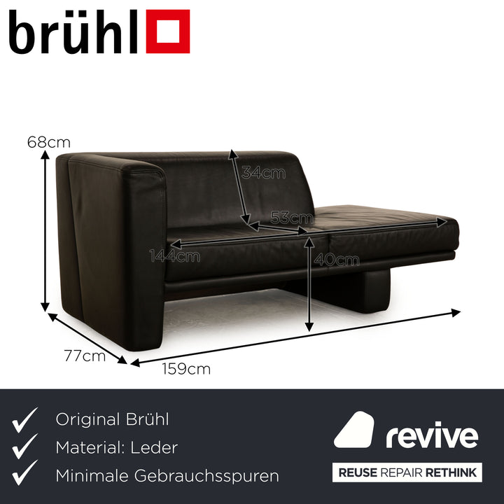 Brühl Visavis chaise longue en cuir noir