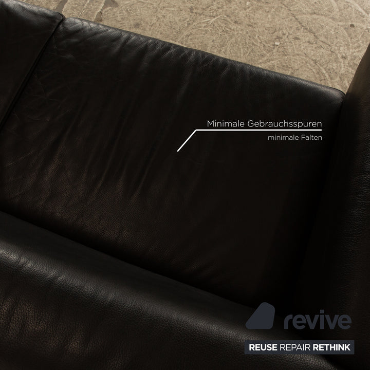 Brühl Visavis chaise longue en cuir noir