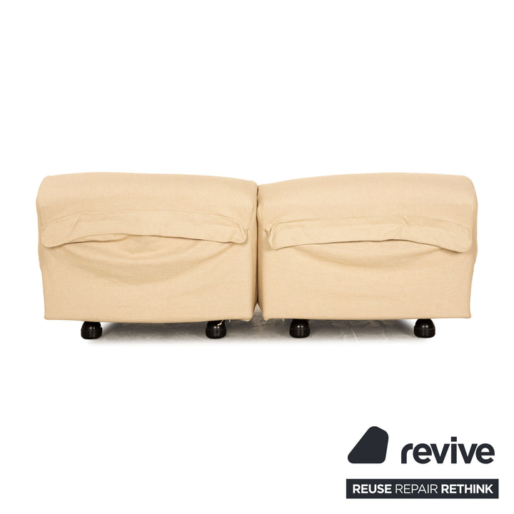 Cassina Fiandra Stoff Zweisitzer Creme Sofa Couch Neubezug