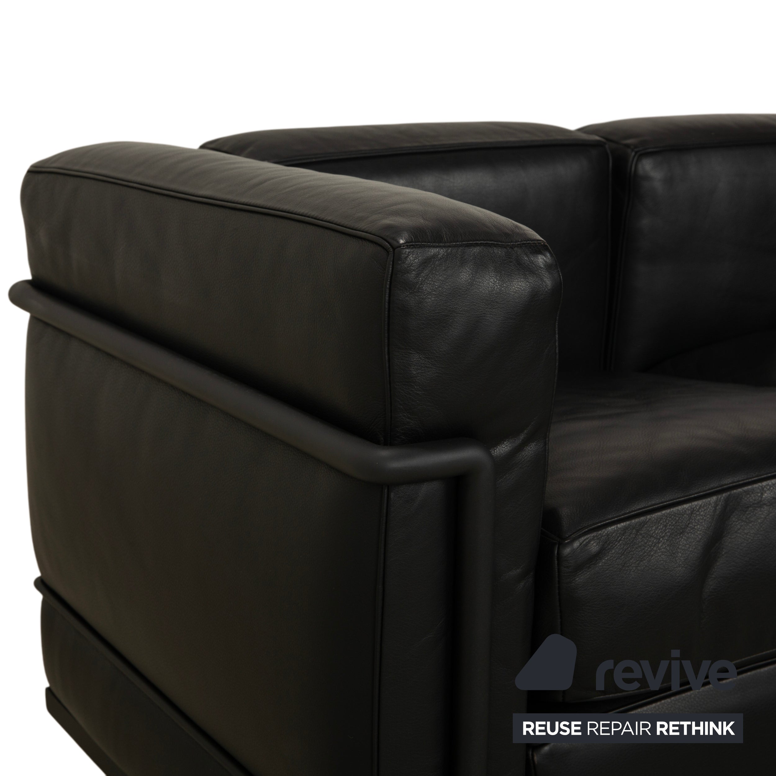 Cassina LC 2 Leder Dreisitzer Schwarz Sofa Couch