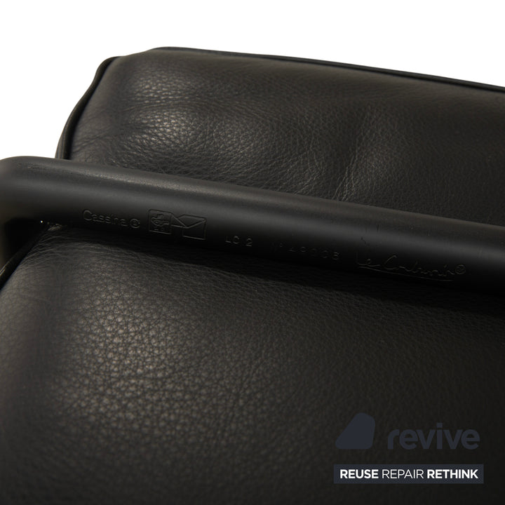 Cassina LC 2 Leather Three-Seater Black Sofa Couch