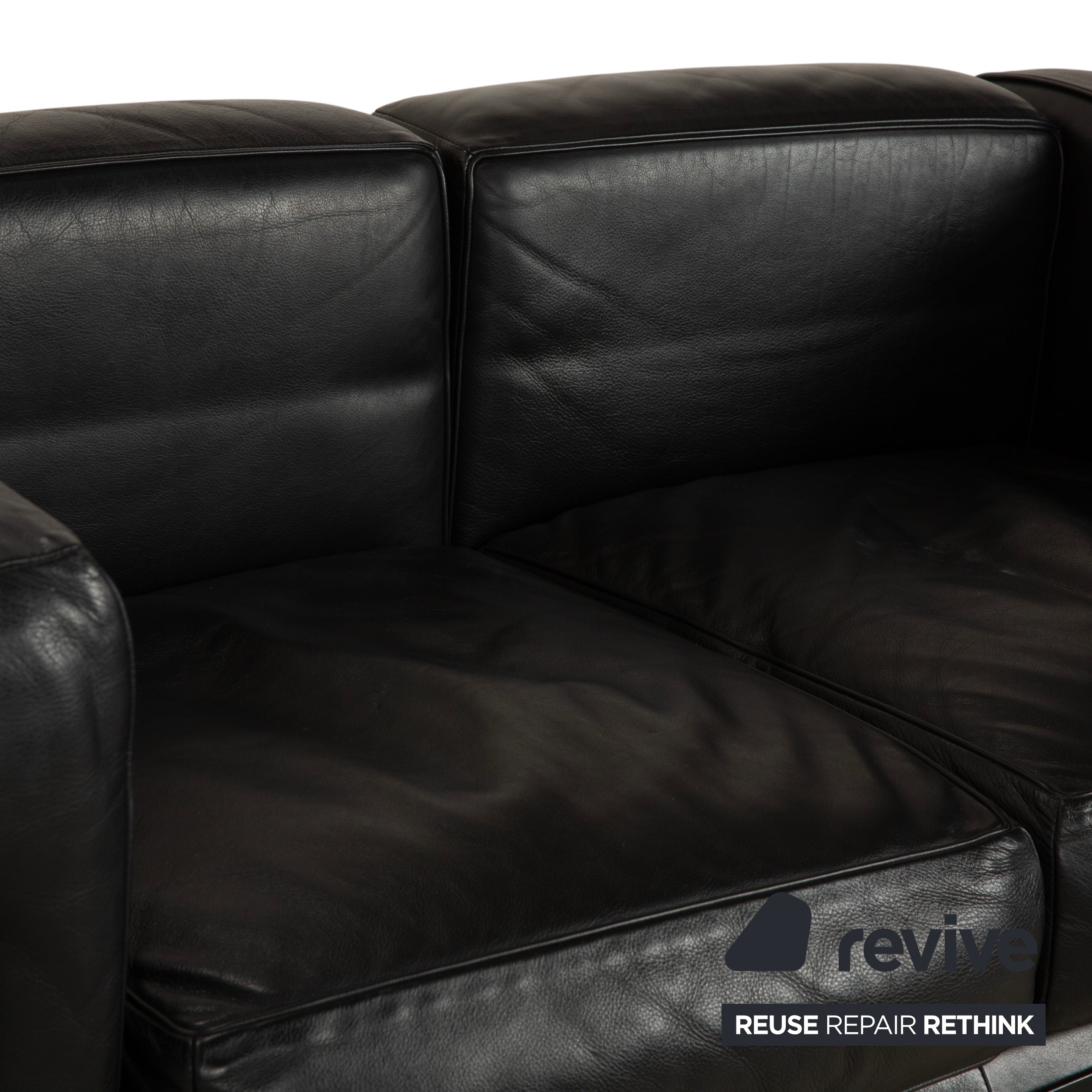 Cassina LC 2 Leder Sofa Schwarz Zweisitzer Le Corbusier Chrom