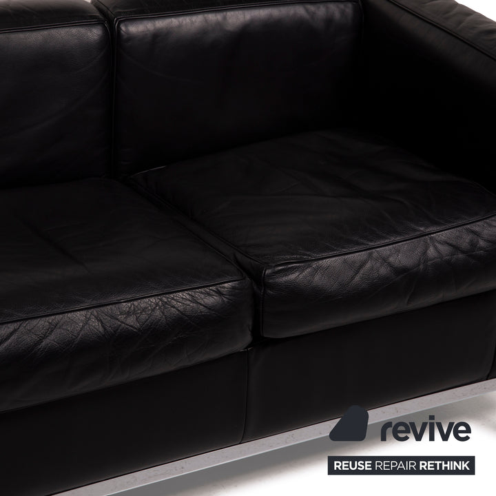 Cassina LC 2 Leder Sofa Schwarz Zweisitzer Le Corbusier Chrom