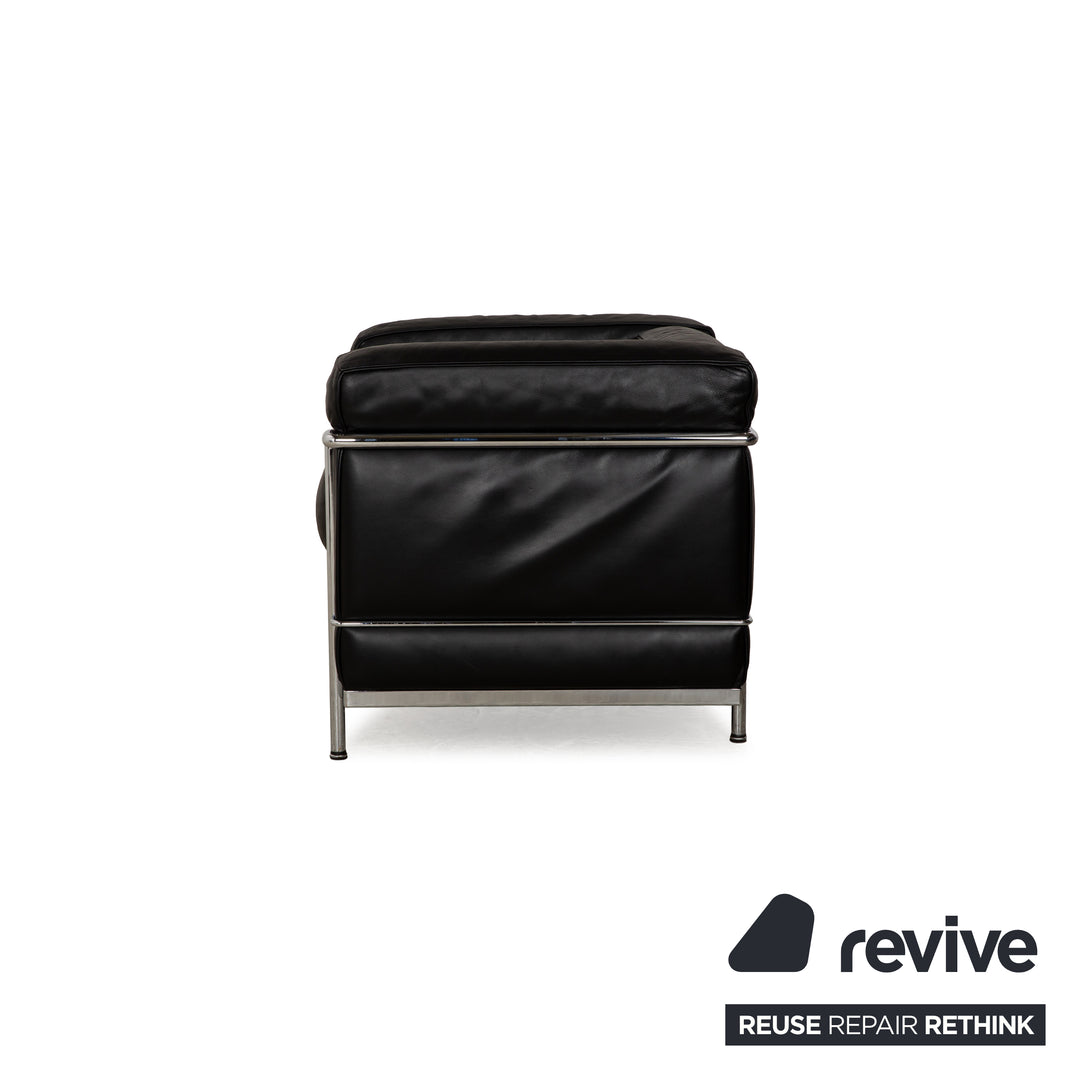 Cassina Le Corbusier LC 2 Leder Sessel Garnitur Schwarz