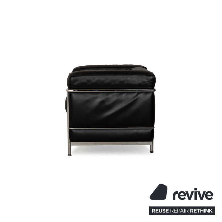 Cassina Le Corbusier LC 2 Leder Sessel Garnitur Schwarz