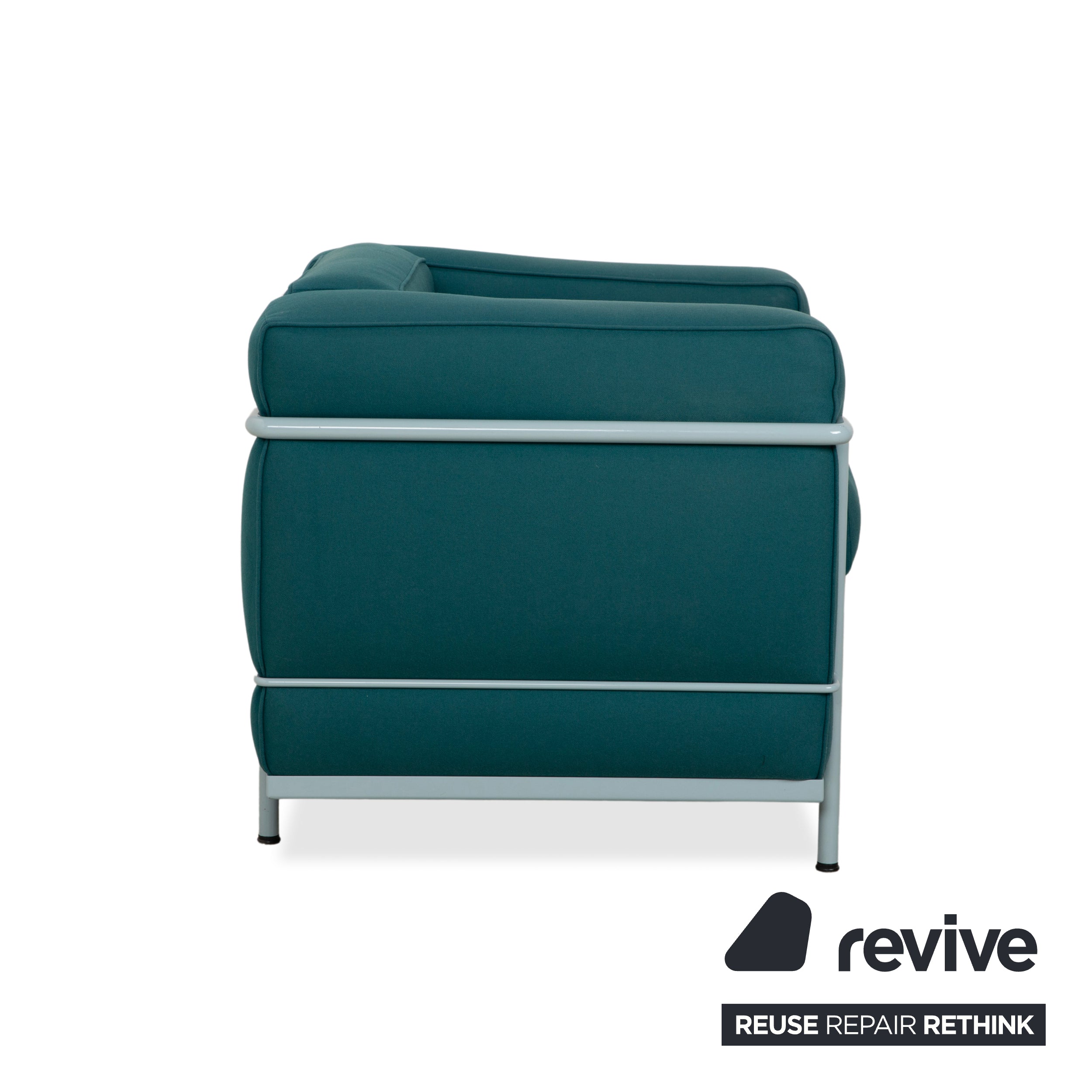 Cassina Le Corbusier LC 2 Stoff Sessel Blau Petrol Bauhaus