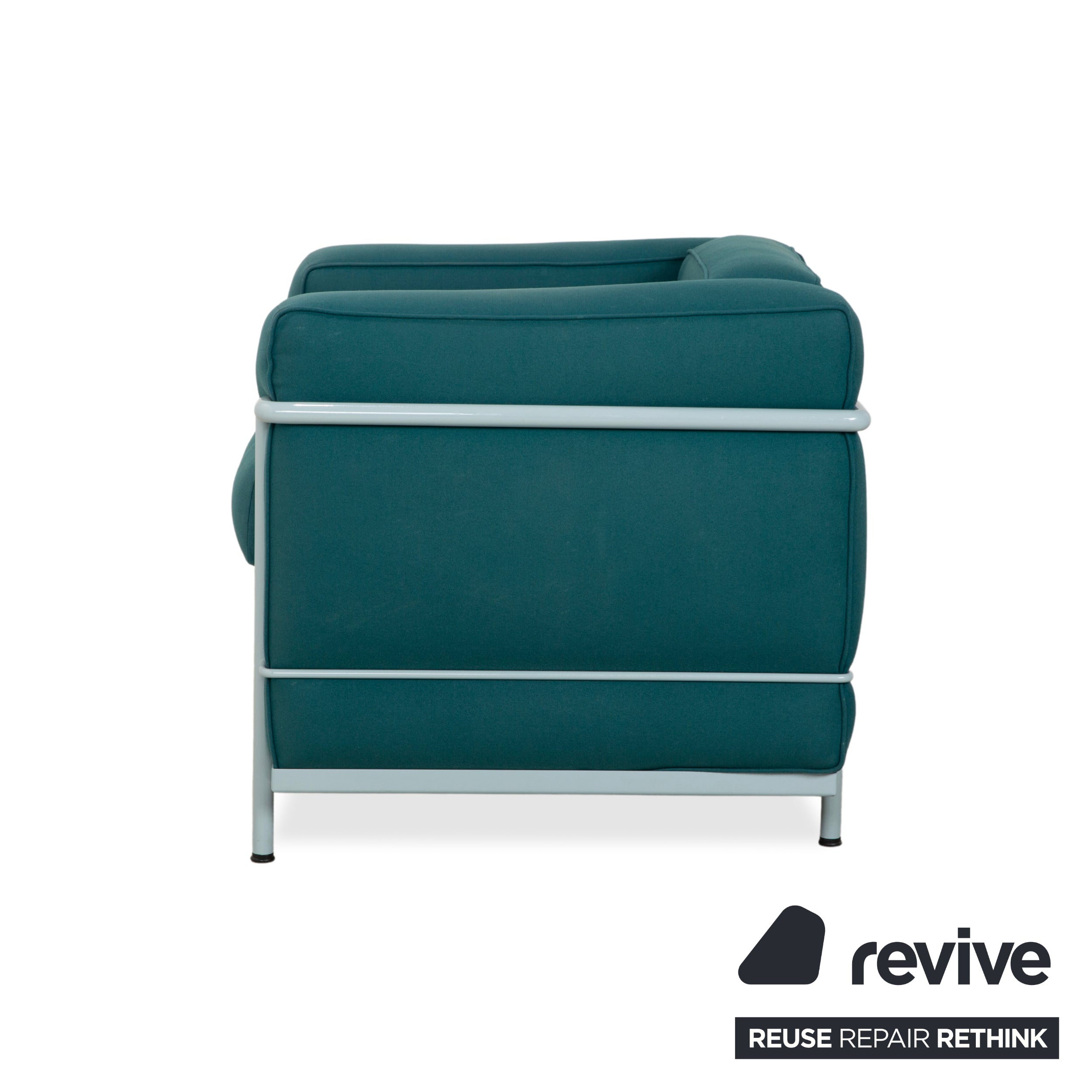 Cassina Le Corbusier LC 2 Stoff Sessel Blau Petrol Bauhaus
