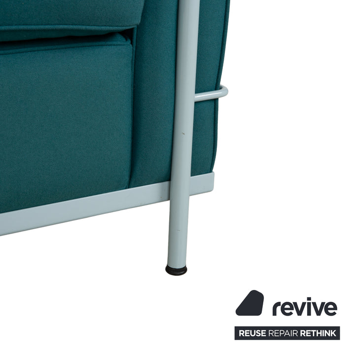 Cassina Le Corbusier LC 2 Stoff Sessel Blau Petrol Bauhaus