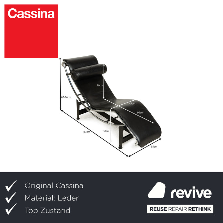 Cassina Le Corbusier LC 4 Leather Lounger Black Relaxation Function Bauhaus