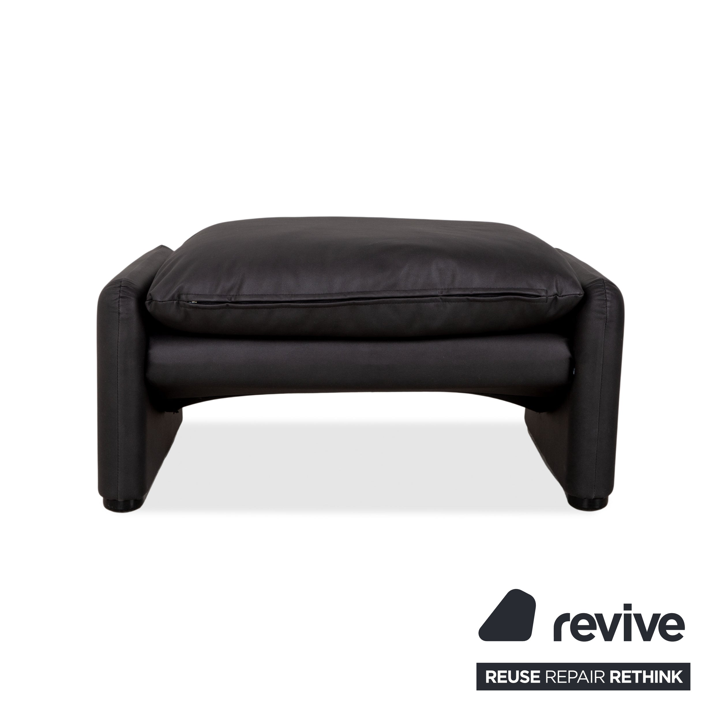 Cassina Maralunga Sessel + Hocker veganes Leder GAVIN 117 Anthrazit manuelle Funktion