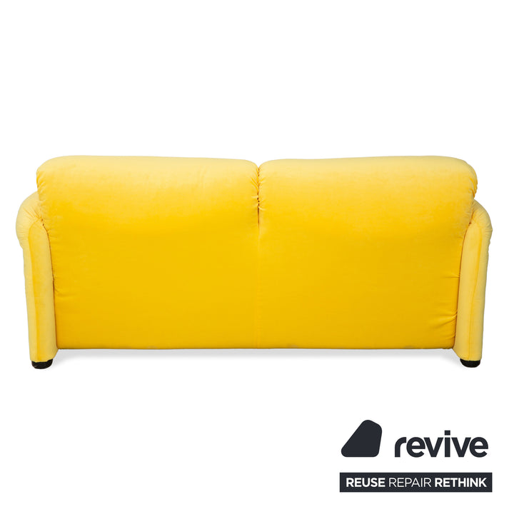 Cassina Maralunga Stoff Zweisitzer Sofa Gelb Couch manuelle Funktion Neubezug