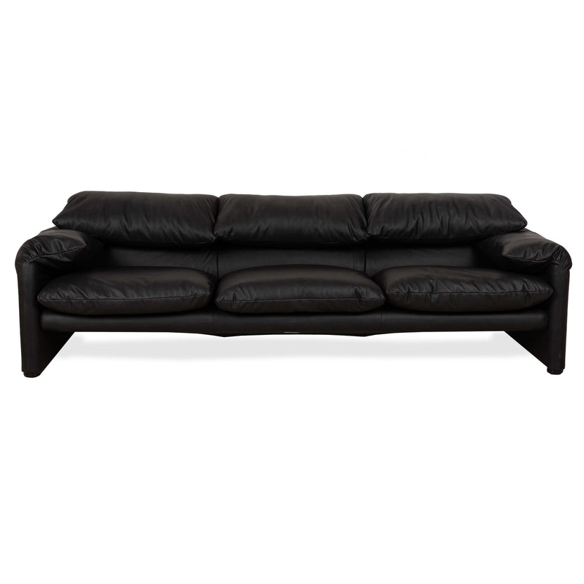 Cassina Maralunga vegan leather three-seater anthracite black sofa couch manual function new cover