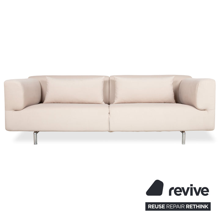 Cassina Met 250 Garnitur Stoff Beige Creme 2x Dreisitzer Sofa Couch Neubezug WOOLLY 506