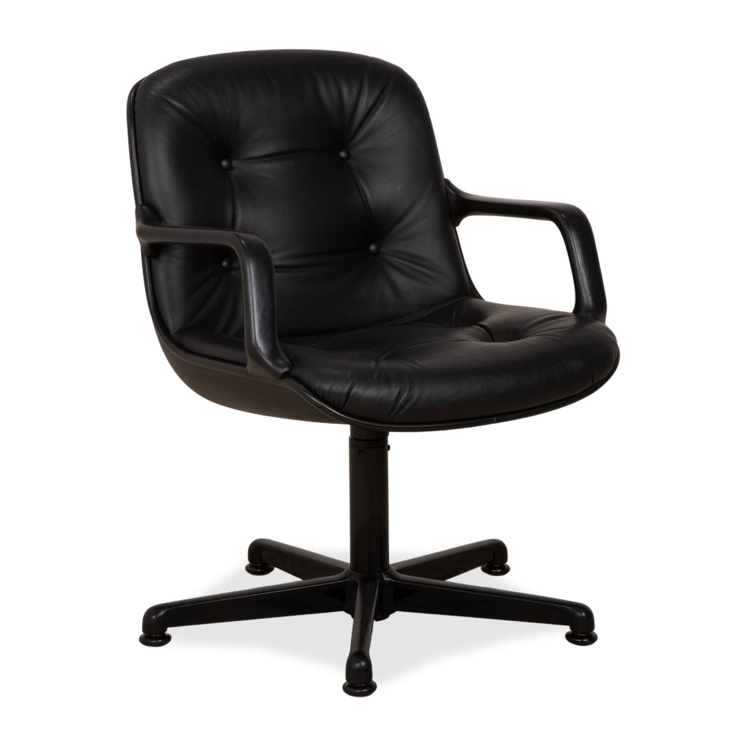 Charles Pollock Comforto Executive Chair Knoll 1960s Leather Executive Armchair Black Genuine Leather Chair Office Chair