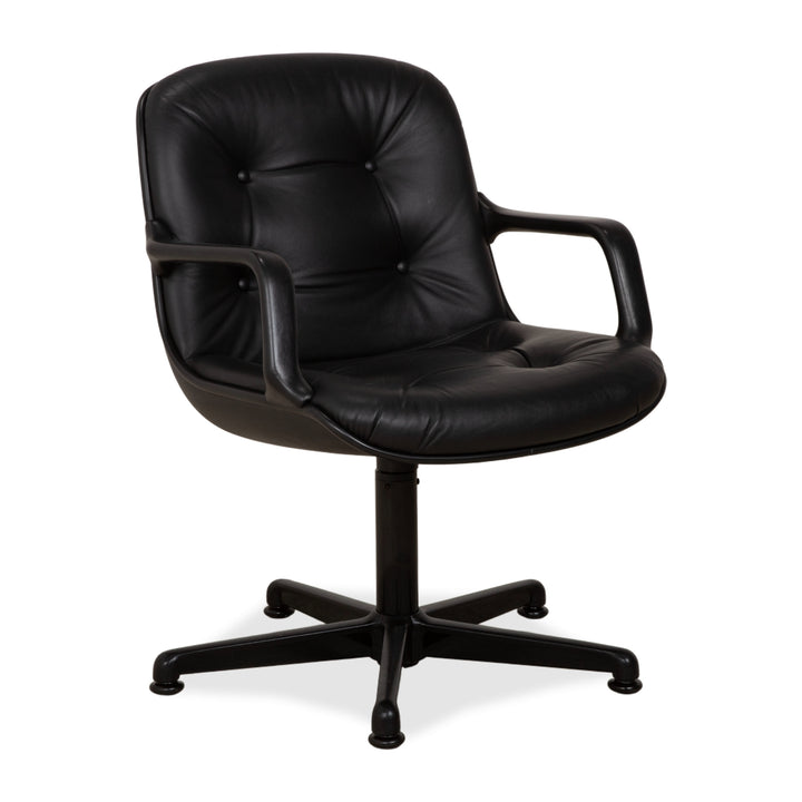 Charles Pollock Comforto Executive Chair Knoll 1960s Leather Executive Armchair Black Genuine Leather Chair Office Chair
