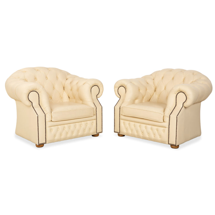Chesterfield Centurion Leder Sessel Creme Vintage