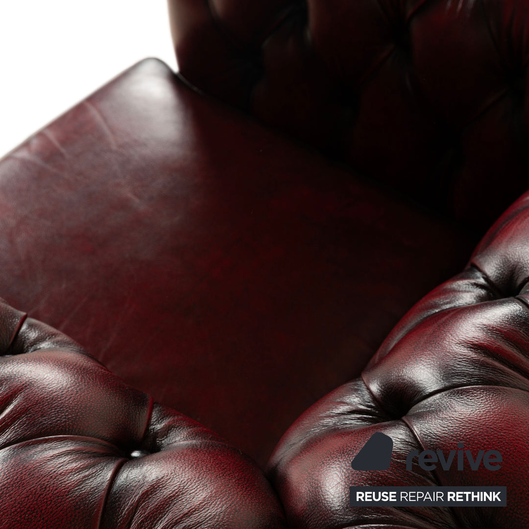 Chesterfield Leder Sessel Rot Braun Vintage