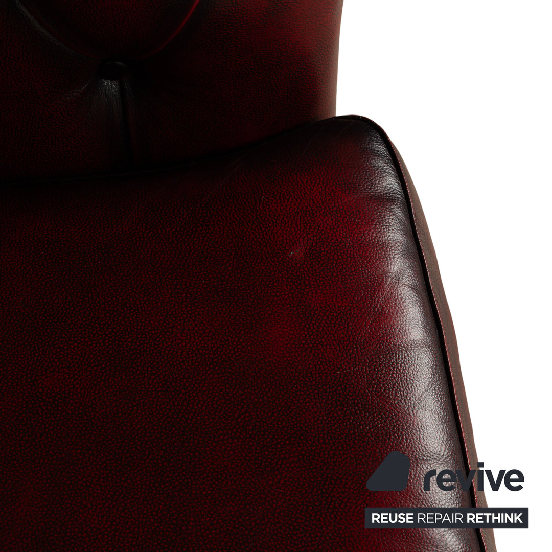 Chesterfield Leder Sessel Rot Braun Vintage