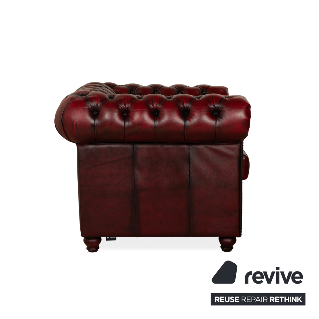 Chesterfield Leder Sessel Rot Braun Vintage