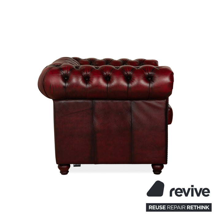 Chesterfield Leder Sessel Rot Braun Vintage
