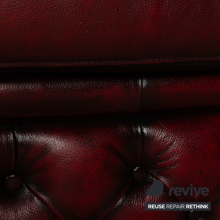 Chesterfield Leder Sessel Rot Braun Vintage