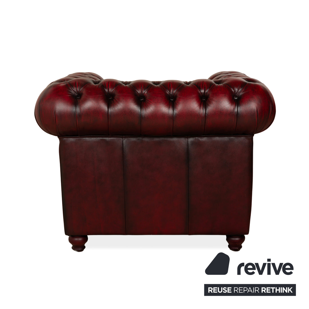 Chesterfield Leder Sessel Rot Braun Vintage
