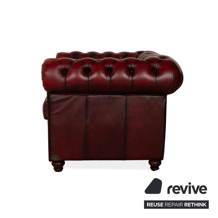 Chesterfield Leder Sessel Rot Braun Vintage