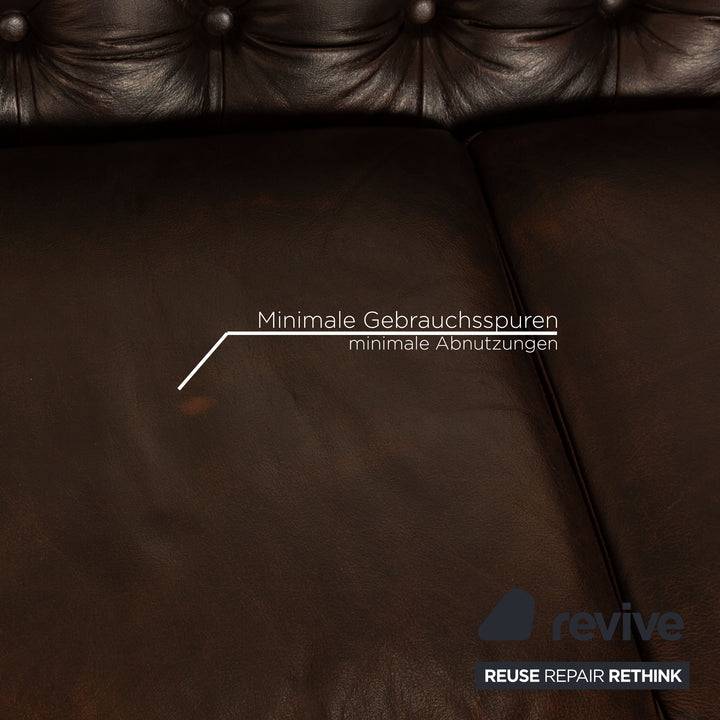 Chesterfield Leder Sofa Garnitur Braun 2x Dreisitzer  Couch