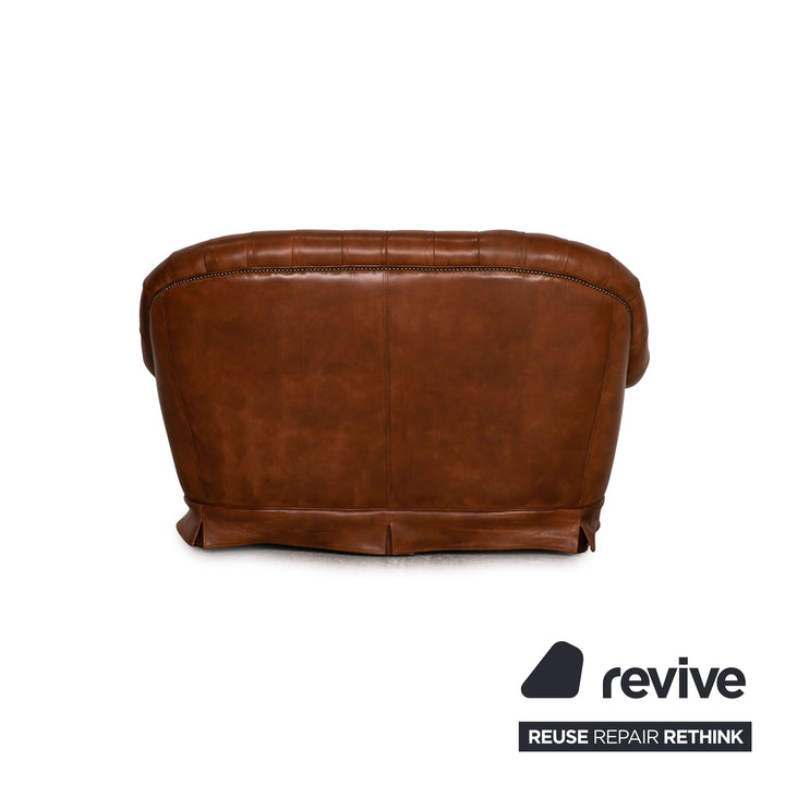 Chesterfield Leather Two Seater Cognac Sofa Couch