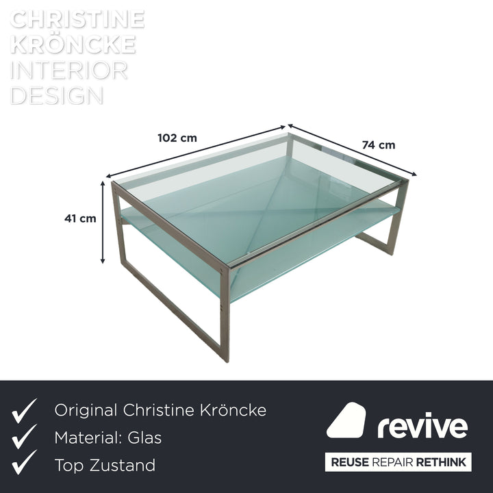 Christine Kröncke Carax Couchtisch Glas Silber Grau Blau
