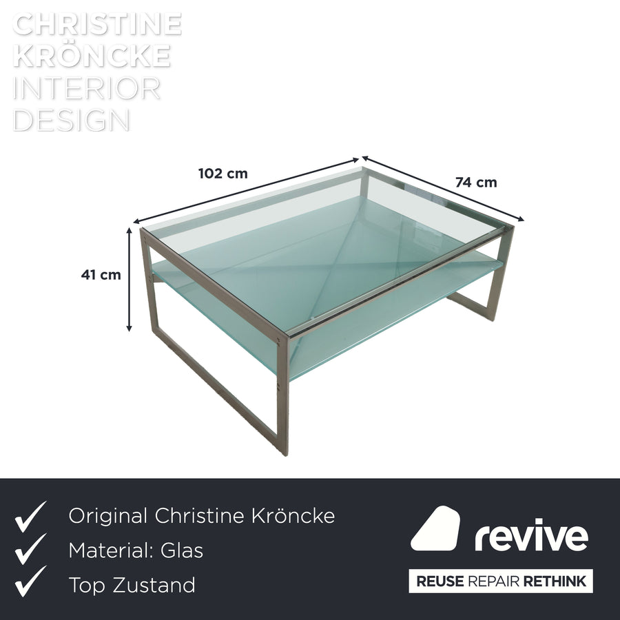 Christine Kröncke Carax Couchtisch Glas Silber Grau Blau