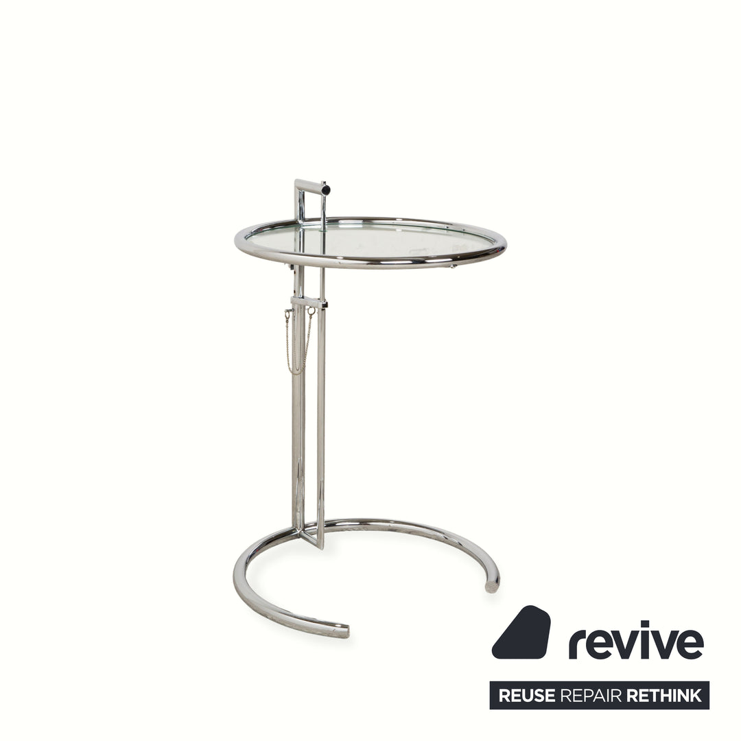 ClassiCon Eileen Grey Adjustable Table Glass Coffee Table Silver Chrome