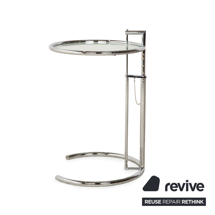 ClassiCon Eileen Grey Adjustable Table Glass Coffee Table Silver Chrome