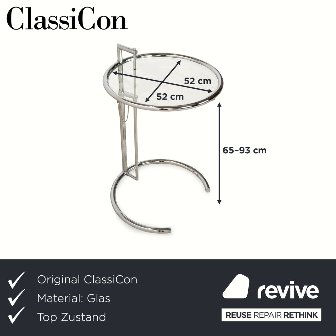 ClassiCon Eileen Grey Adjustable Table Glass Coffee Table Silver Chrome
