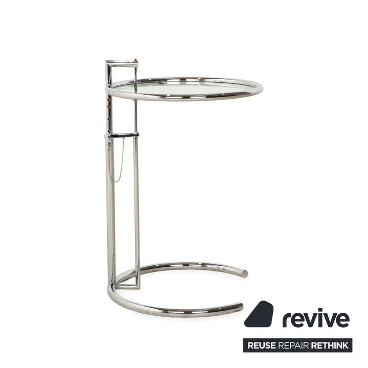 ClassiCon Eileen Grey Adjustable Table Glass Coffee Table Silver Chrome