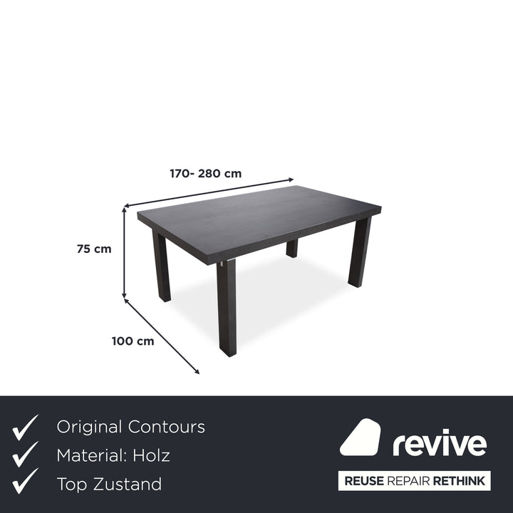 Table à manger extensible Contours en bois noir Chêne 170 x 100 cm