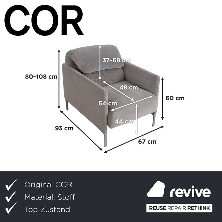 Fauteuil en tissu Cor Avalanche gris à commande manuelle