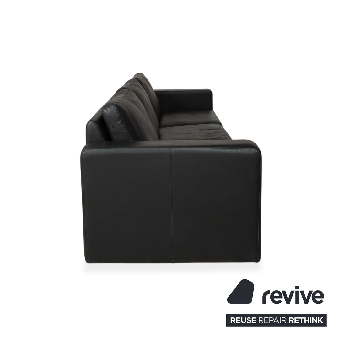 COR Conseta Leather Three-Seater Black Sofa Couch