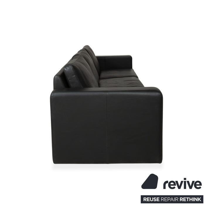 COR Conseta Leather Three-Seater Black Sofa Couch